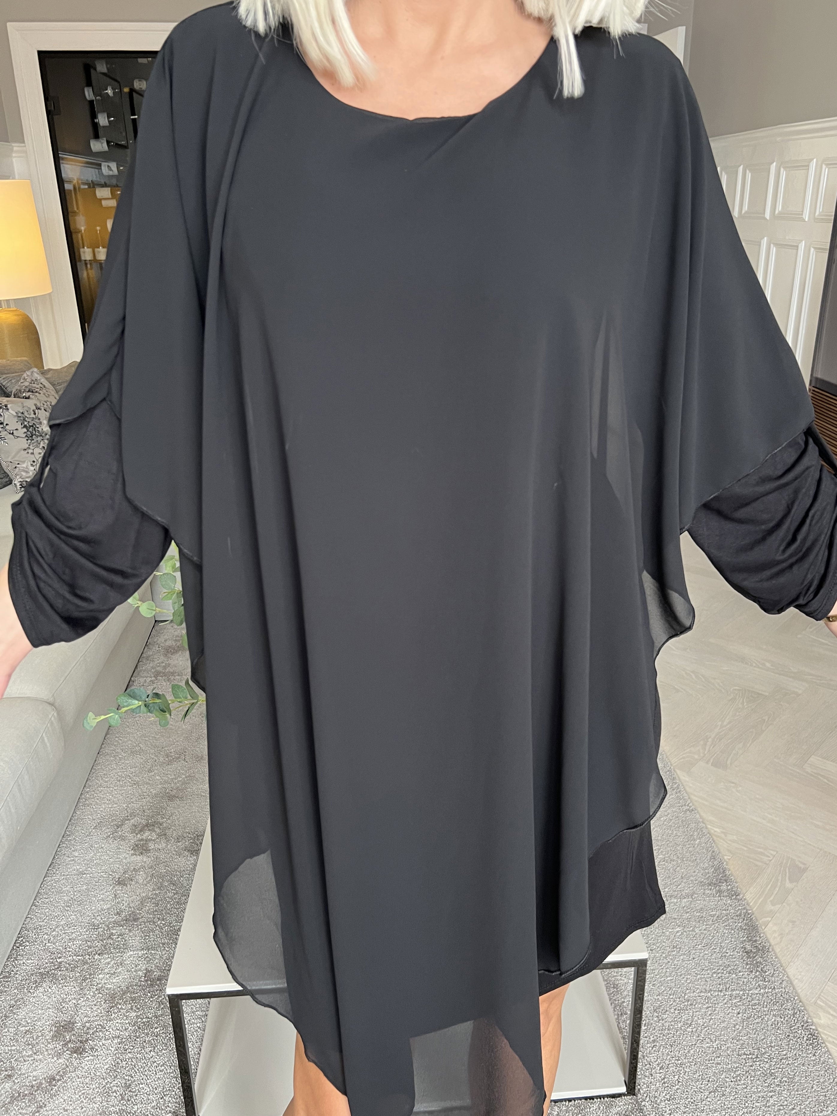 Kenya Long Sleeve - Tunikakjole med chiffonlag